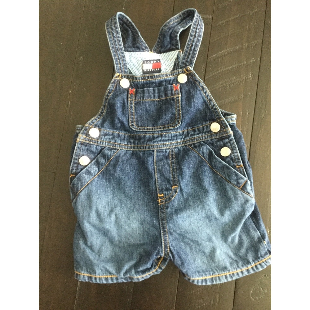 Tommy Hilfiger Baby Bibs Overalls Shorts 3-6 Months  Denim (Z20)